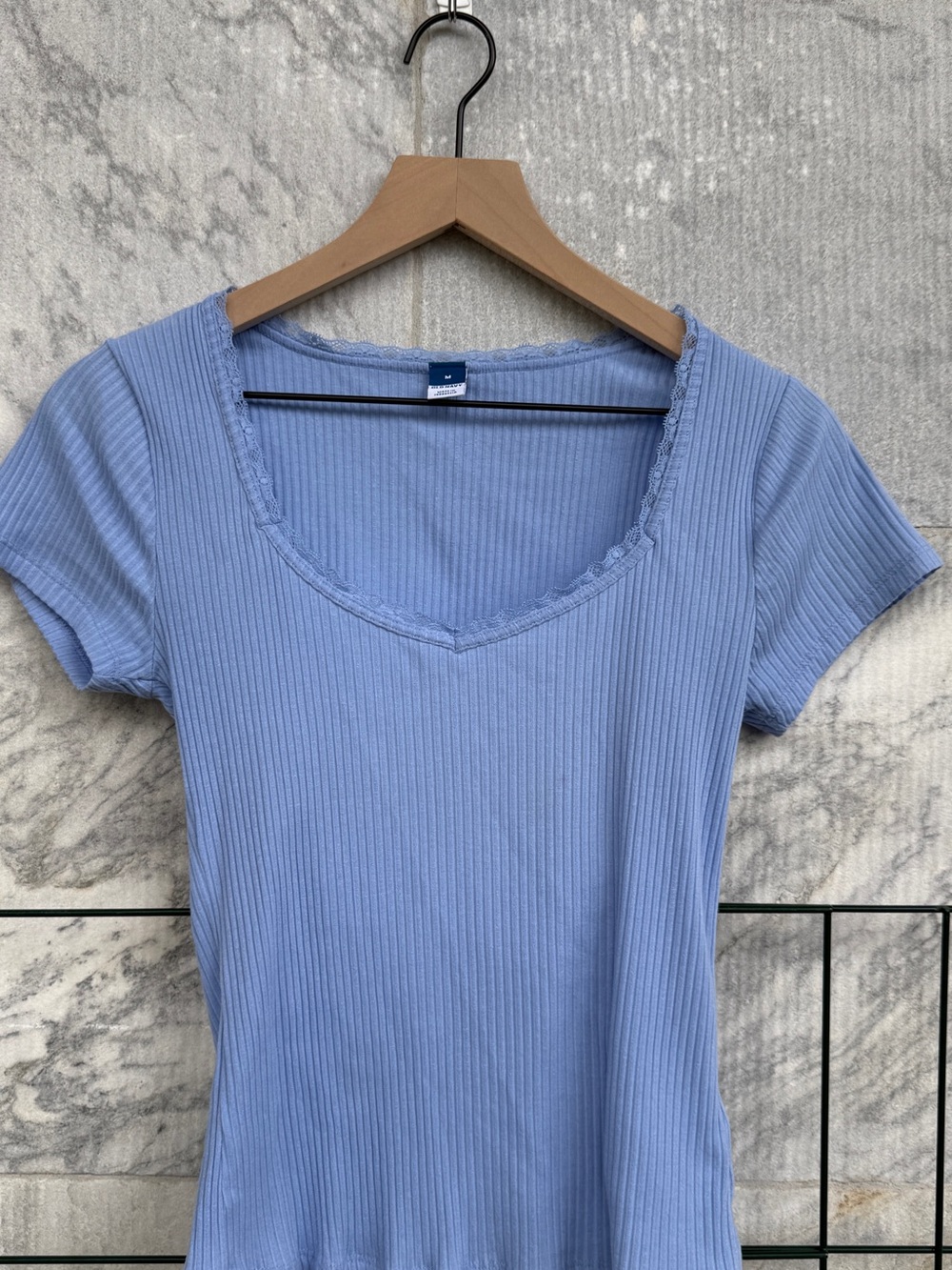 Women’s Old Navy Ribbed Scoop Neck Top - Light Blue